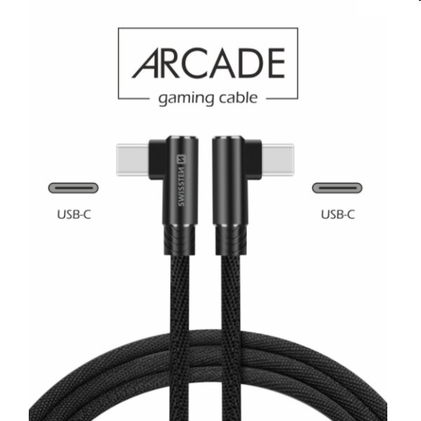 Dátový kábel Swissten USB-C/USB-C textilný s podporou rýchlonabíjania, čierny Dátový kábel Swissten USB-C/USB-C textilný s podporou rýchlonabíjania, čierny
