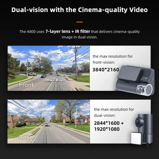 Xiaomi 70Mai 4K autokamera A800s a zadná FullHD kamera Xiaomi 70Mai 4K autokamera A800s a zadná FullHD kamera