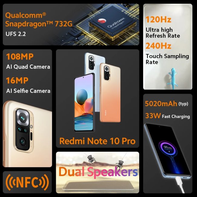 Xiaomi Redmi Note 10 Pro, 6/128GB, Onyx Gray Xiaomi Redmi Note 10 Pro, 6/128GB, Onyx Gray