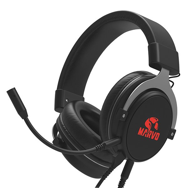 Marvo HG9052, slúchadlá s mikrofónom, ovládanie hlasitosti, čierne, 7.1 (virtuálne), červeno podsvietené