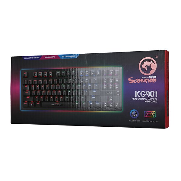 Marvo KG901, Klávesnica CZ/SK, herná, modré spínače typ drôtová (USB), čierna, mechanická, podsvietenie