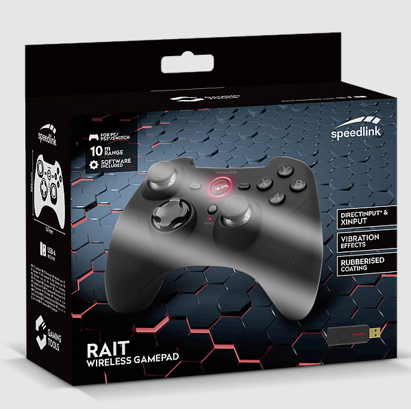 Speedlink Rait bezdrôtový Gamepad pre PC/PS3/Switch, rubber-black