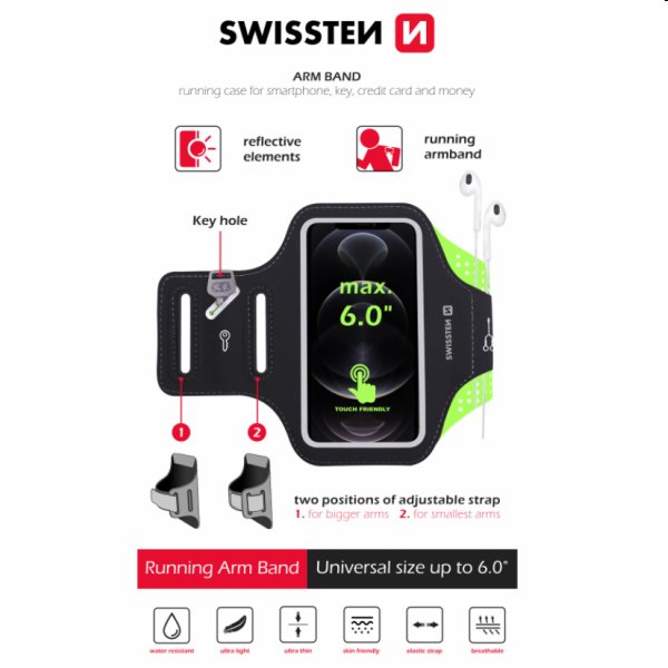 Športové puzdro Swissten Armband 6", čierna Športové puzdro Swissten Armband 6", čierna