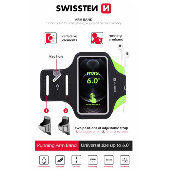 Športové puzdro Swissten Armband 6", čierna