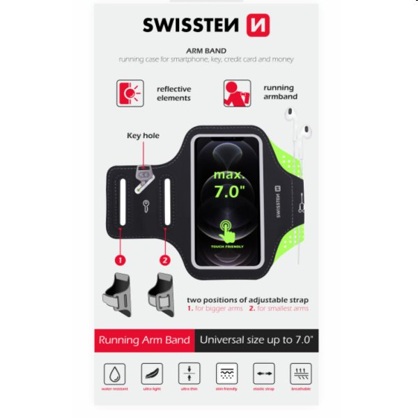 Športové puzdro Swissten Armband 7", čierna