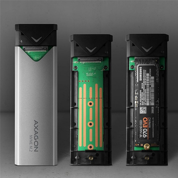 AXAGON EEM2-UG2, USB-C 10Gbps - M.2 NVMe SSD ARROW box, strieborný