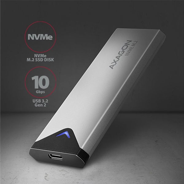 AXAGON EEM2-UG2, USB-C 10Gbps - M.2 NVMe SSD ARROW box, strieborný