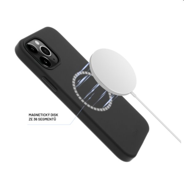 Silikónový zadný kryt FIXED MagFlow s Magsafe pre Apple iPhone 12/12 Pro, čierna Silikónový zadný kryt FIXED MagFlow s Magsafe pre Apple iPhone 12/12 Pro, čierna