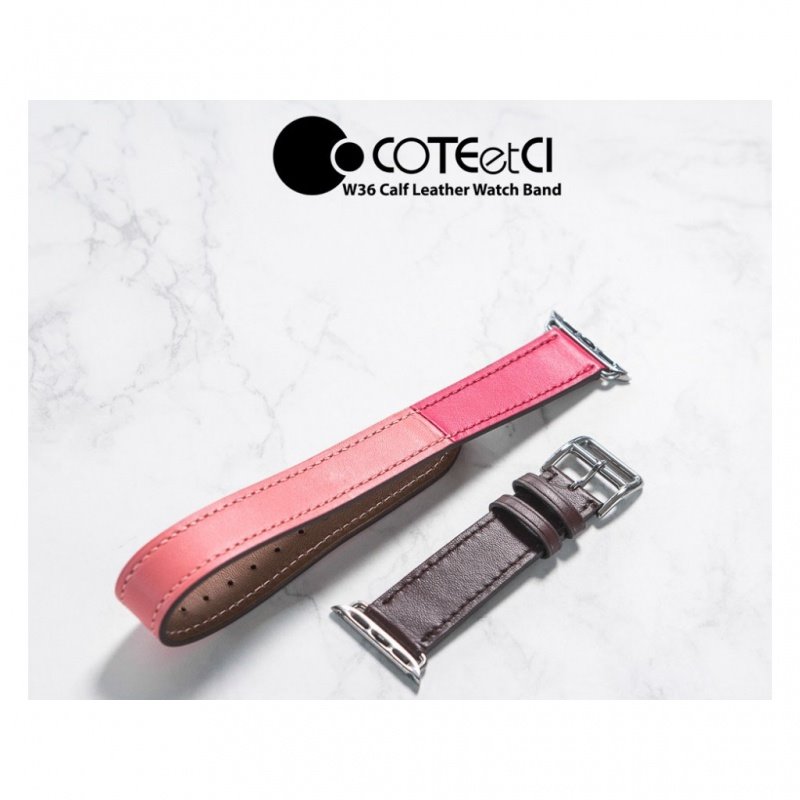 COTEetCI Calfskin strap (long) for Apple Watch 42/44/45mm, bordeaux/pink