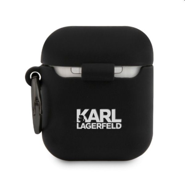 Karl Lagerfeld Rue St Guillaume silikónový obal pre Apple AirPods 1/2, čierny