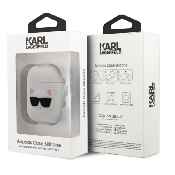 Karl Lagerfeld silikónový obal pre Apple AirPods 1/2, biely Karl Lagerfeld silikónový obal pre Apple AirPods 1/2, biely