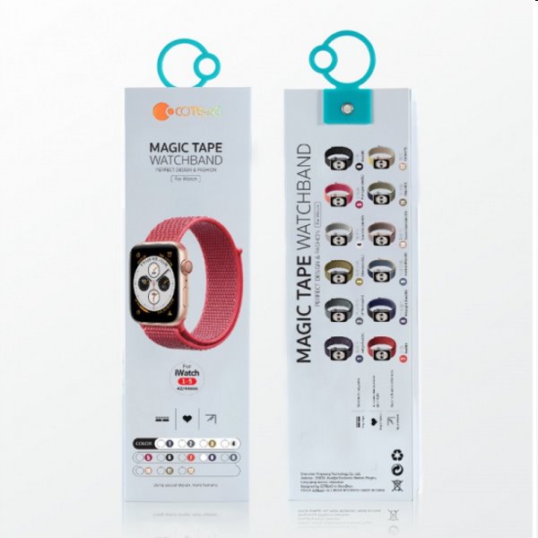 Nylonový remienok COTEetCI Magic Tape pre Apple Watch 42/44/45mm, oranžový