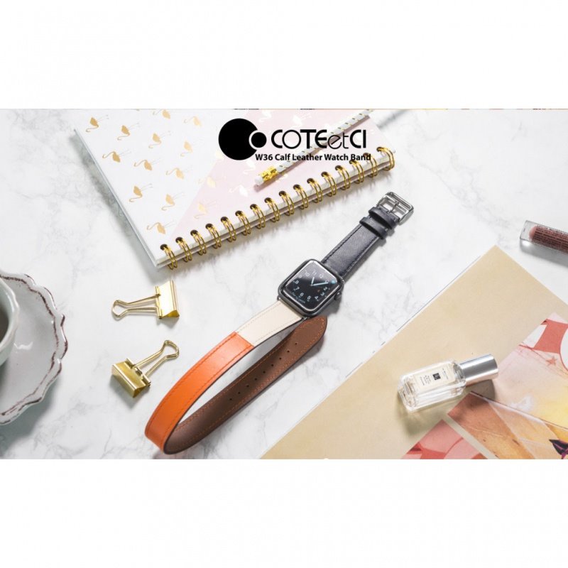 Remienok z teľacej kože (dlhý) COTEetCI pre Apple Watch 38/40/41m, modro/oranžový