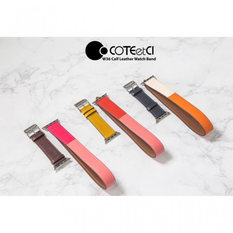 Remienok z teľacej kože (dlhý) COTEetCI pre Apple Watch 42/44/45mm, oranžovo/ružový