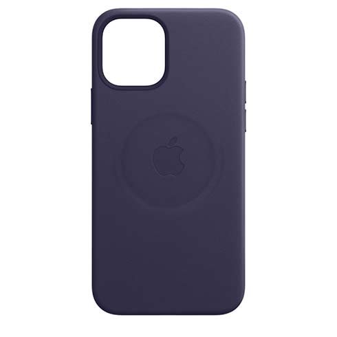 Kožený zadný kryt pre Apple iPhone 12 mini s MagSafe, tmavofialová