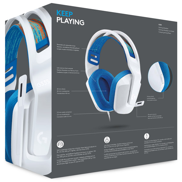 Herné slúchadlá Logitech G335 Wired, white Herné slúchadlá Logitech G335 Wired, white