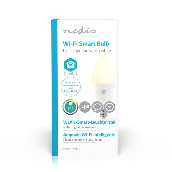 Smart RGB LED žiarovka Nedis 4.5W E14 350lm