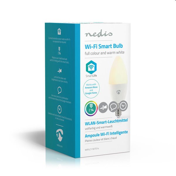 Smart RGB LED žiarovka Nedis 4.5W E14 350lm