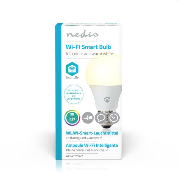 Smart RGB LED žiarovka Nedis A60 6W E27 470lm