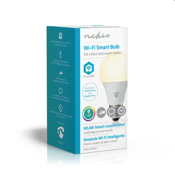 Smart RGB LED žiarovka Nedis A60 6W E27 470lm