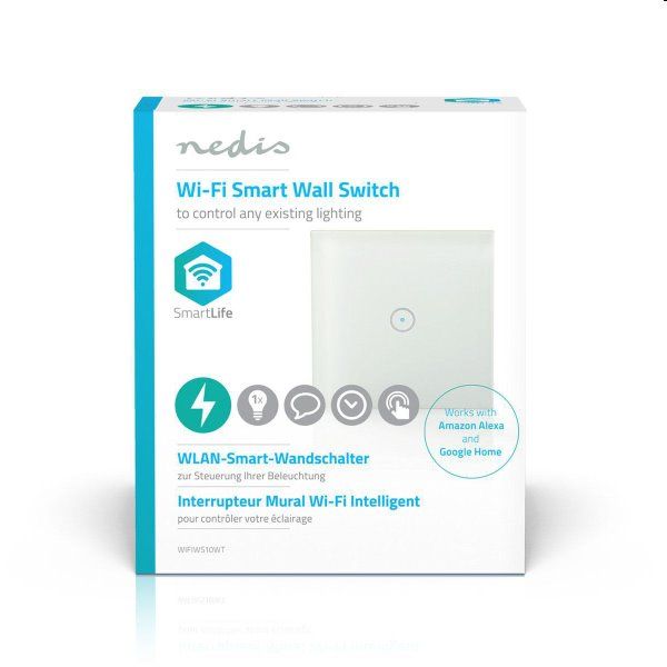 Vypínač osvetlenia Nedis WIFIWS10WT, Wi-Fi
