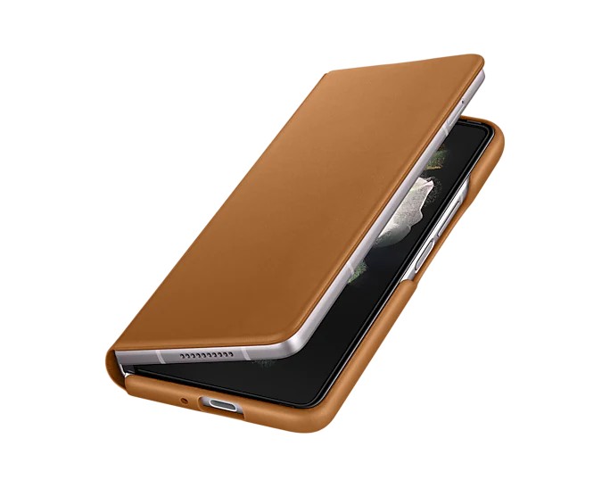 Knižkové puzdro Leather Flip Cover pre Samsung Galaxy Z Fold3, hnedá