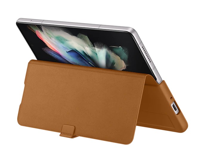 Knižkové puzdro Leather Flip Cover pre Samsung Galaxy Z Fold3, hnedá Knižkové puzdro Leather Flip Cover pre Samsung Galaxy Z Fold3, hnedá