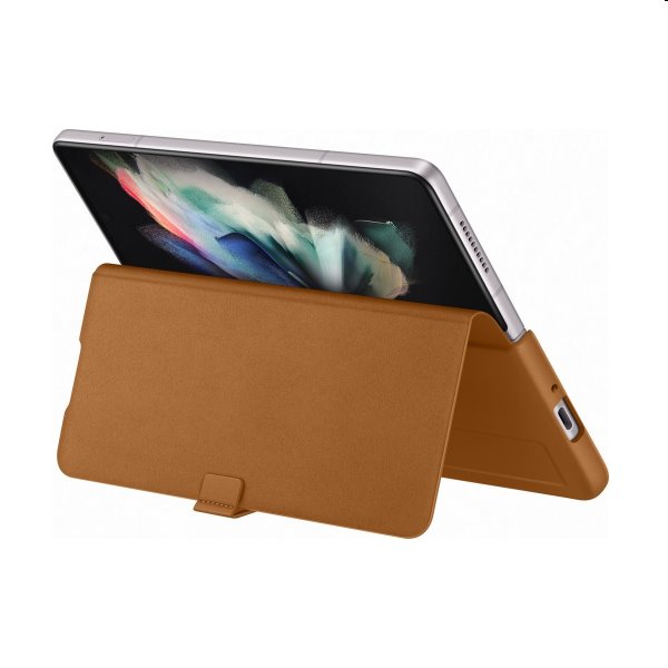 Knižkové puzdro Leather Flip Cover pre Samsung Galaxy Z Fold3, hnedá Knižkové puzdro Leather Flip Cover pre Samsung Galaxy Z Fold3, hnedá