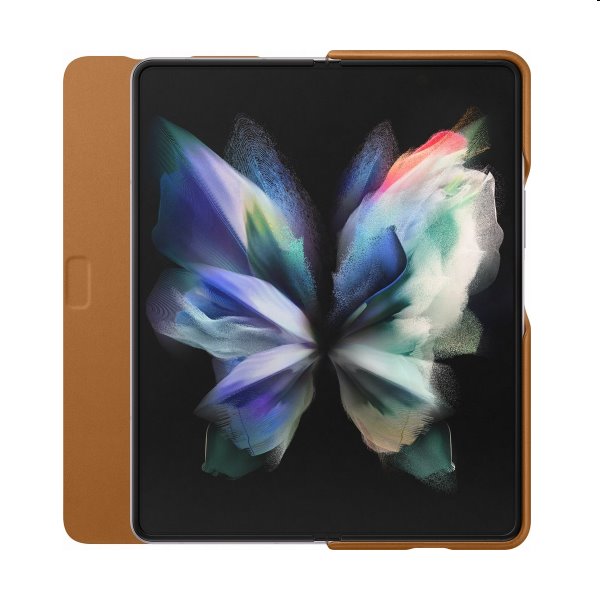 Knižkové puzdro Leather Flip Cover pre Samsung Galaxy Z Fold3, hnedá