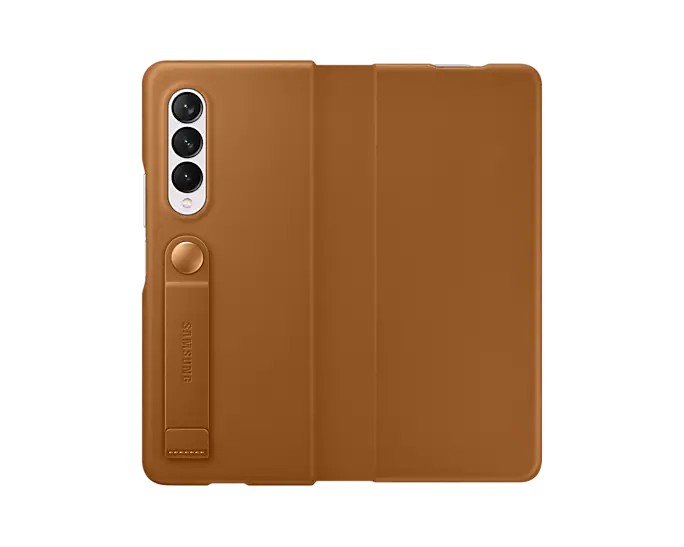 Knižkové puzdro Leather Flip Cover pre Samsung Galaxy Z Fold3, hnedá