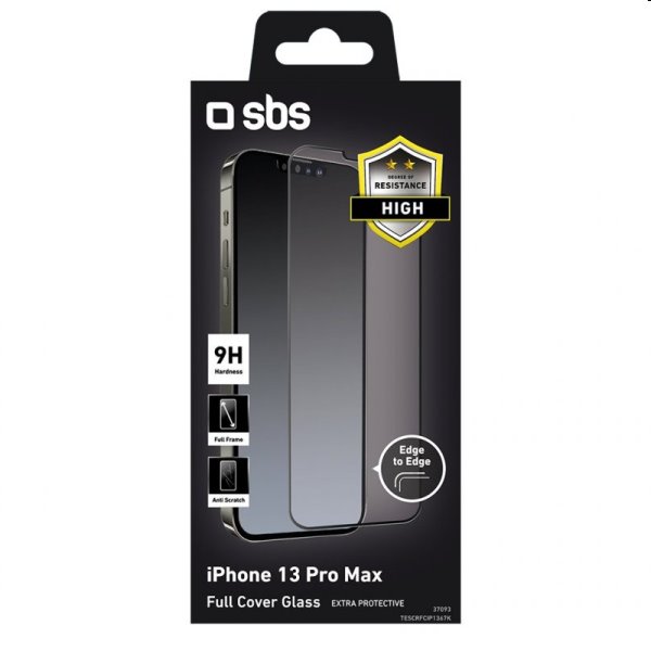 SBS 4D Full Glass Screen Protector pre Apple iPhone 14 Plus, 13 Pro Max, čierna