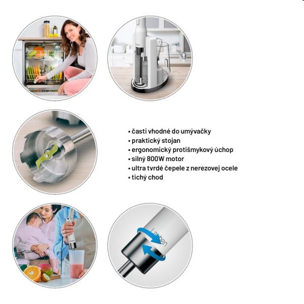 Tyčový mixér Lauben Stick Blender 800AT, čierny