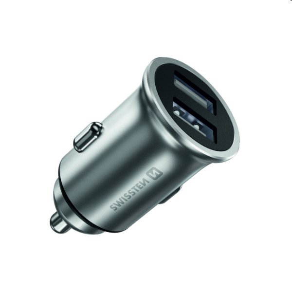 CL adaptér Swissten 2 x USB 4,8A, strieborná CL adaptér Swissten 2 x USB 4,8A, strieborná