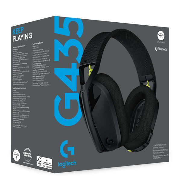 Herné bezdrôtové slúchadlá Logitech G435 Lightspeed Bluetooth, čierne