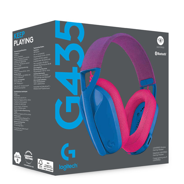 Herné slúchadlá Logitech G435 Lightspeed Wireless Bluetooth Gaming Headset, modré