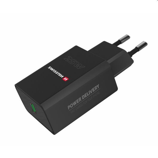 Nabíjačka Swissten pre iPhone a Samsung 25 W, čierna, eco balenie