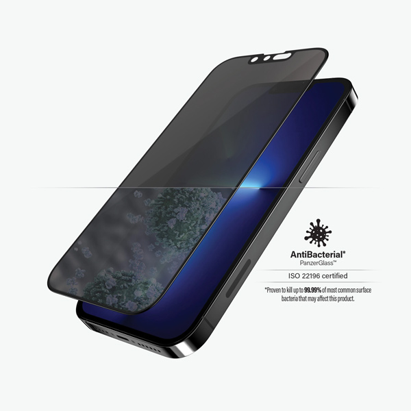 Ochranné temperované sklo PanzerGlass Case Friendly AB s privátnym filtrom pre Apple iPhone 13 Pro Max, čierne