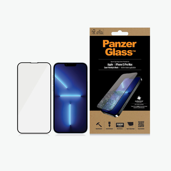 Ochranné temperované sklo PanzerGlass Case Friendly pre Apple iPhone 13 Pro Max, čierna