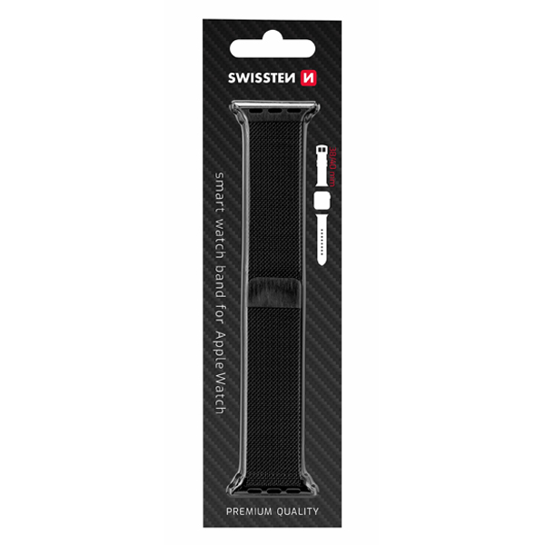 Swissten Milanese Loop remienok pre Apple Watch 38-40, grafitová čierna Swissten Milanese Loop remienok pre Apple Watch 38-40, grafitová čierna