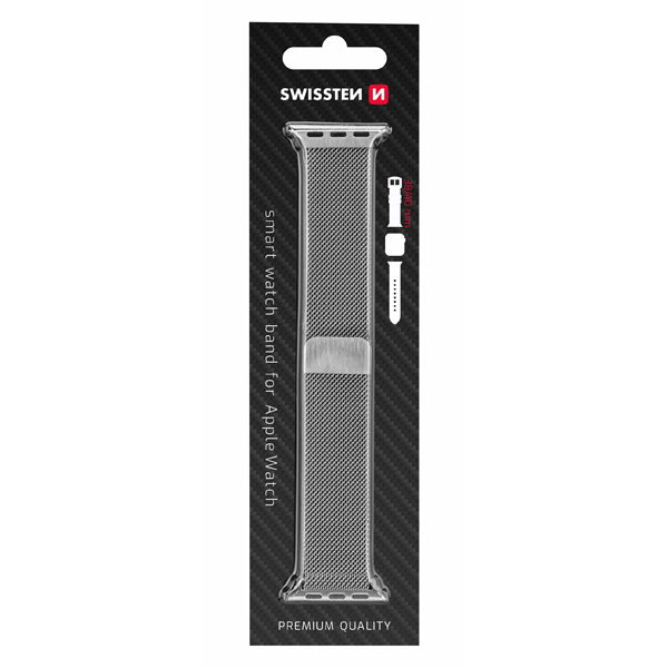 Swissten Milanese Loop remienok pre Apple Watch 38-40, strieborná Swissten Milanese Loop remienok pre Apple Watch 38-40, strieborná