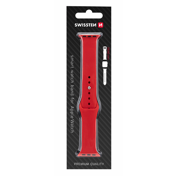 Swissten silikónový remienok pre Apple Watch 38-40, červená Swissten silikónový remienok pre Apple Watch 38-40, červená