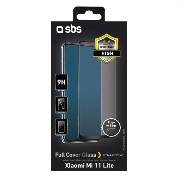 Tvrdené sklo SBS Full Cover pre Xiaomi Mi 11 Lite, Mi 11 Lite 5G, čierna Tvrdené sklo SBS Full Cover pre Xiaomi Mi 11 Lite, Mi 11 Lite 5G, čierna