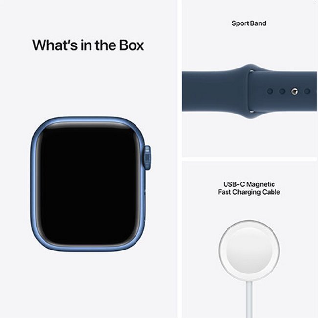 Apple Watch Series 7 GPS, 41mm Blue Aluminium Case with Abyss Blue Sport Band - Regular Apple Watch Series 7 GPS, 41mm Blue Aluminium Case with Abyss Blue Sport Band - Regular