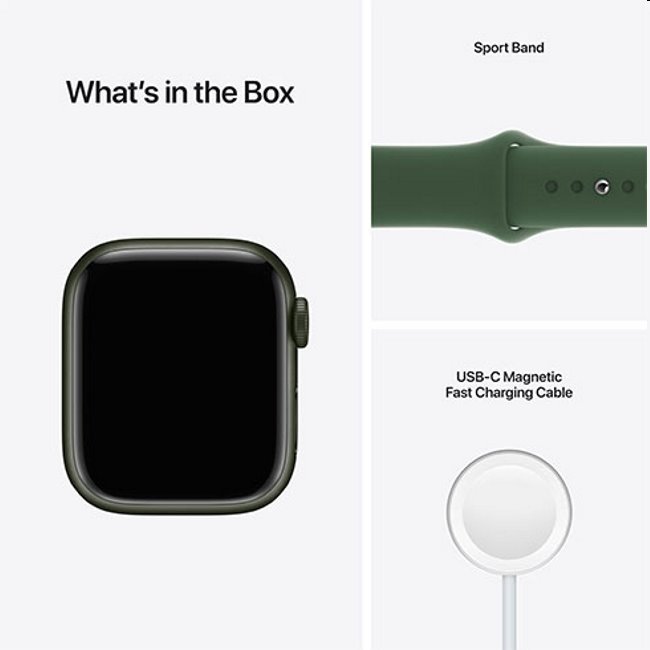 Apple Watch Series 7 GPS, 41mm zelená , hliníkové puzdro so športovým remienkom zelená - štandardná veľkosť