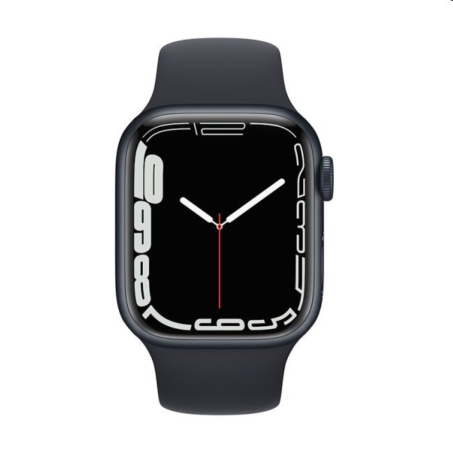 Apple Watch Series 7 GPS, 45mm polnočná , hliníkové puzdro so športovým remienkom polnočná - štandardná veľkosť