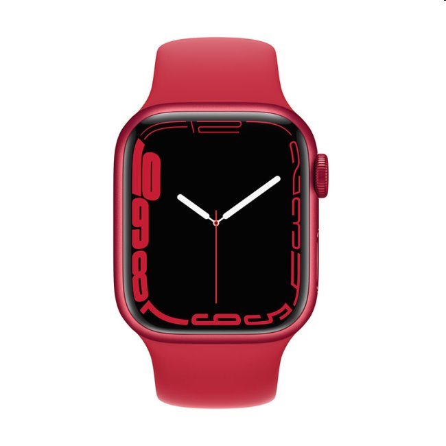 Apple Watch Series 7 GPS, 45mm (PRODUCT) červená , hliníkové puzdro so športovým remienkom (PRODUCT)červená  - štandardná veľkosť