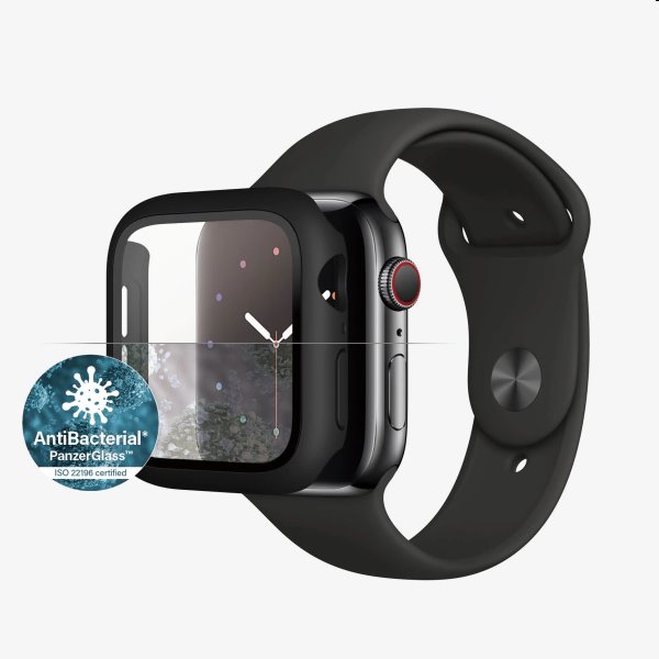 Ochranné temperované sklo s puzdrom PanzerGlass pre Apple Watch SE, 6, 5, 4 44 mm, čierna