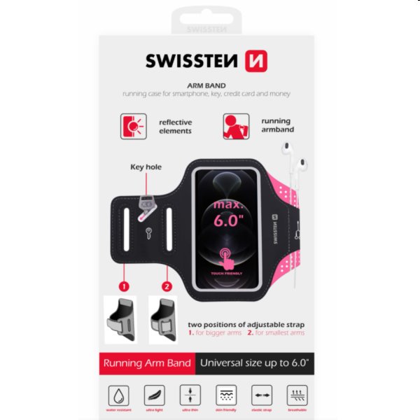 Športové puzdro Swissten Armband 6", ružová