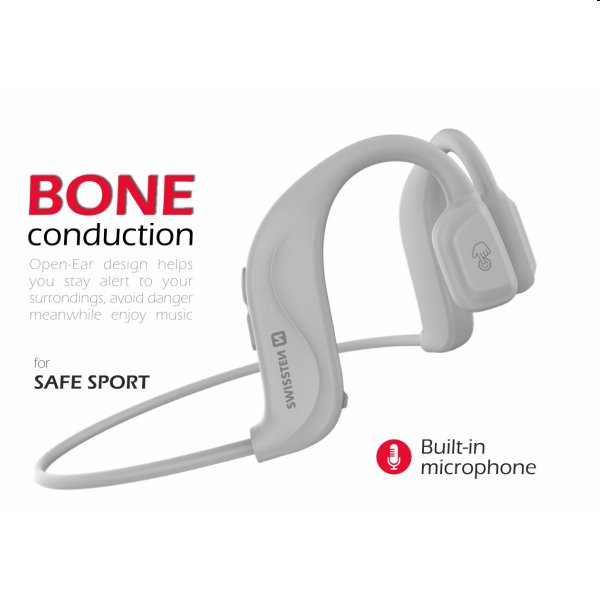 Swissten Bluetooth slúchadlá Bone Conduction, biele