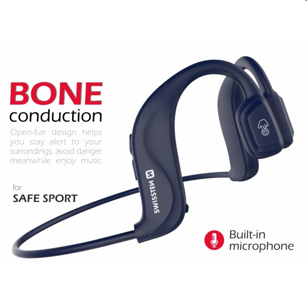 Swissten Bluetooth slúchadlá Bone Conduction, modré